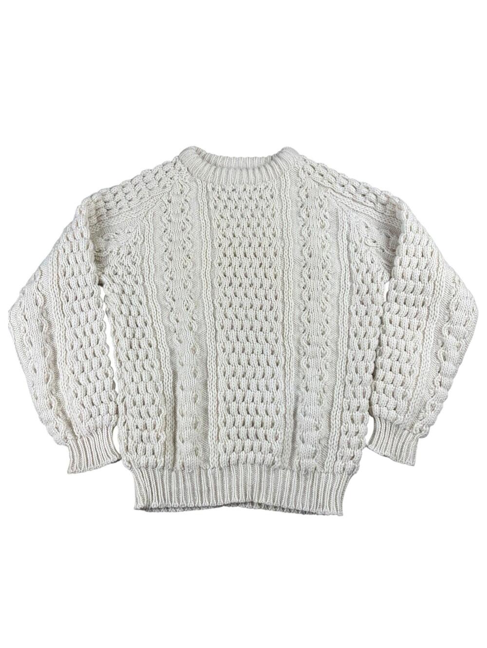 John Molloy Donegal Wool Sweater Men’s L Irish Cable Knit Chunky Cream See Meas*